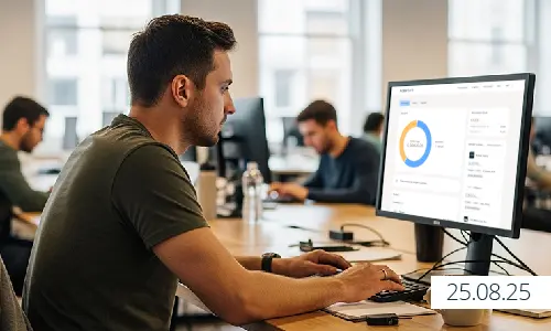 Raisin AT-Blog Neues Dashboard Ein Mann sitzt vor einem Computer.