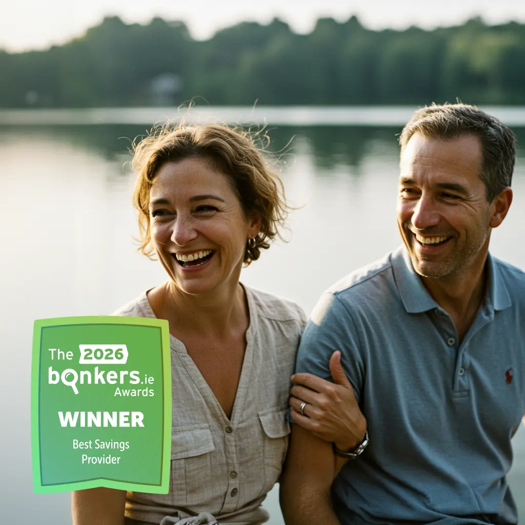 Couple smiling at the lake