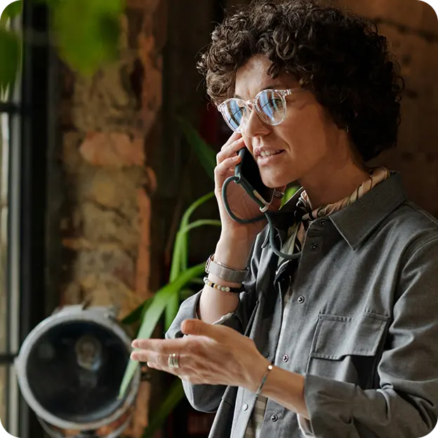 A woman answering the phone