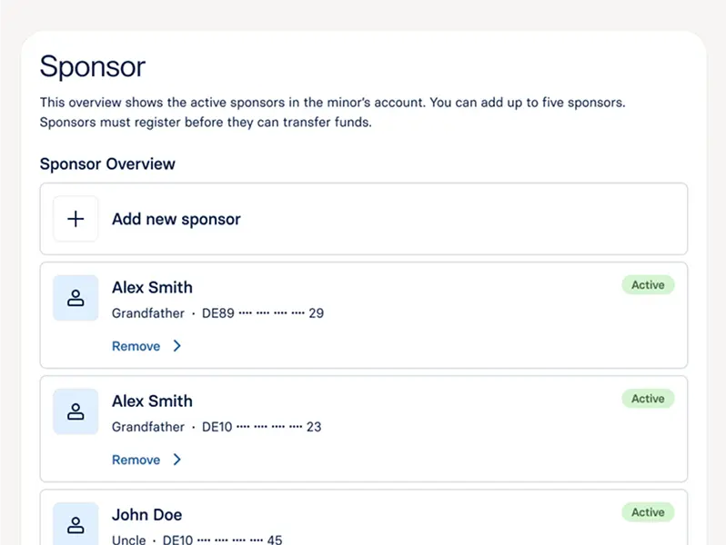 Raisin DE- Sponsor-Übersicht im Kinderdepot