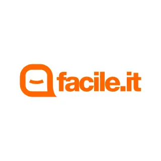 Orange facile.it logo featuring a speech bubble icon with a smile next to the text "facile.it".
