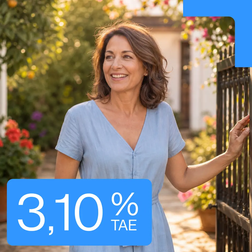 Mujer con la TAE del 3,10 % de la Cuenta Bienvenida.