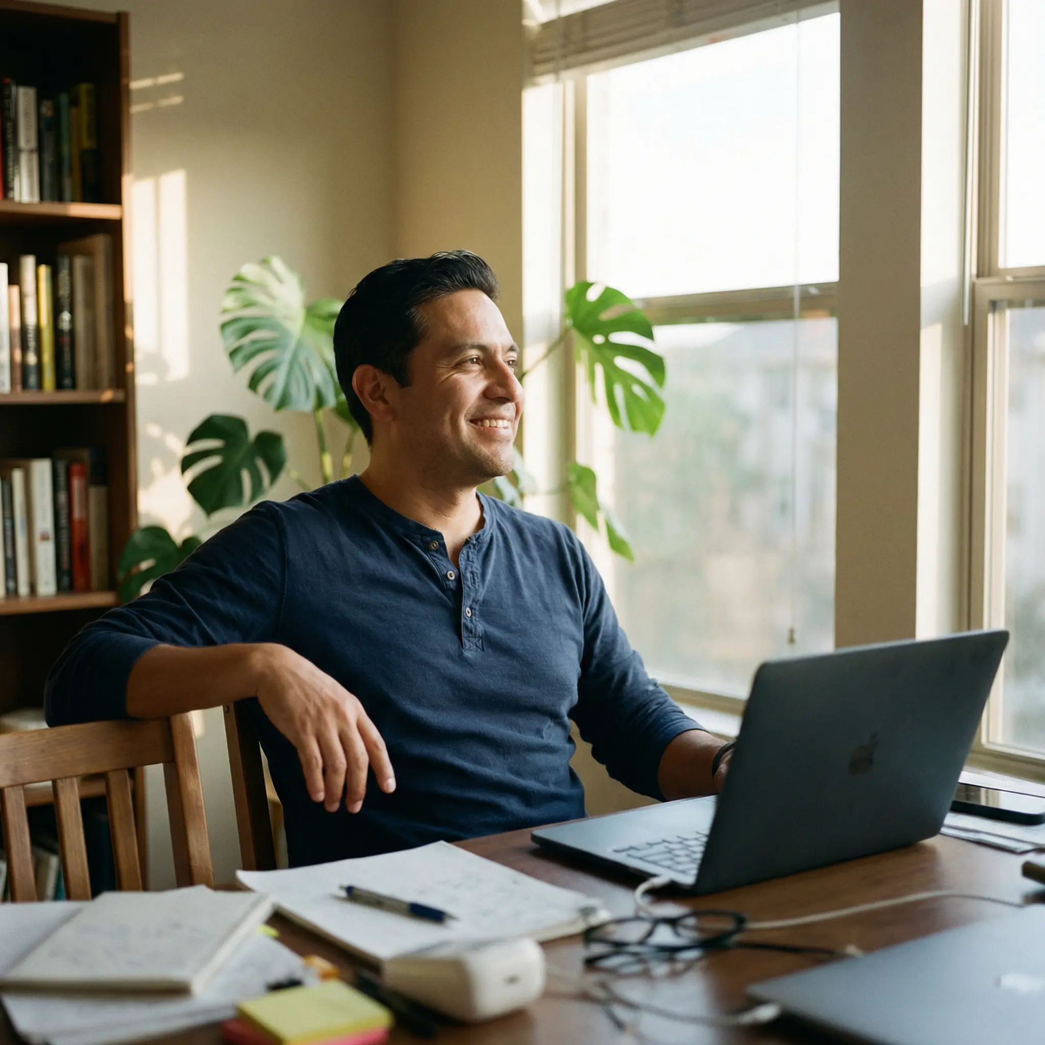 About-Uncle-Credit-Union.png Man at laptop looking out window
