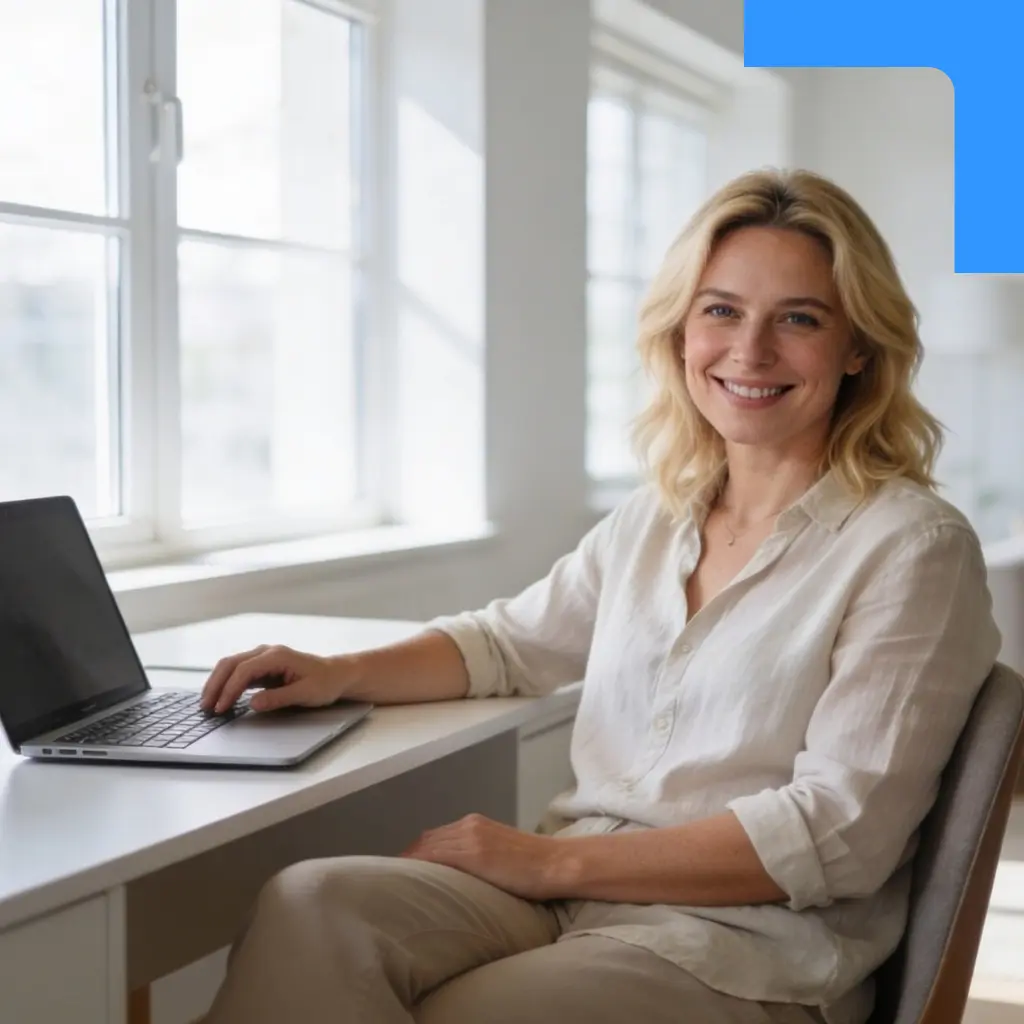 Vrouw achter laptop