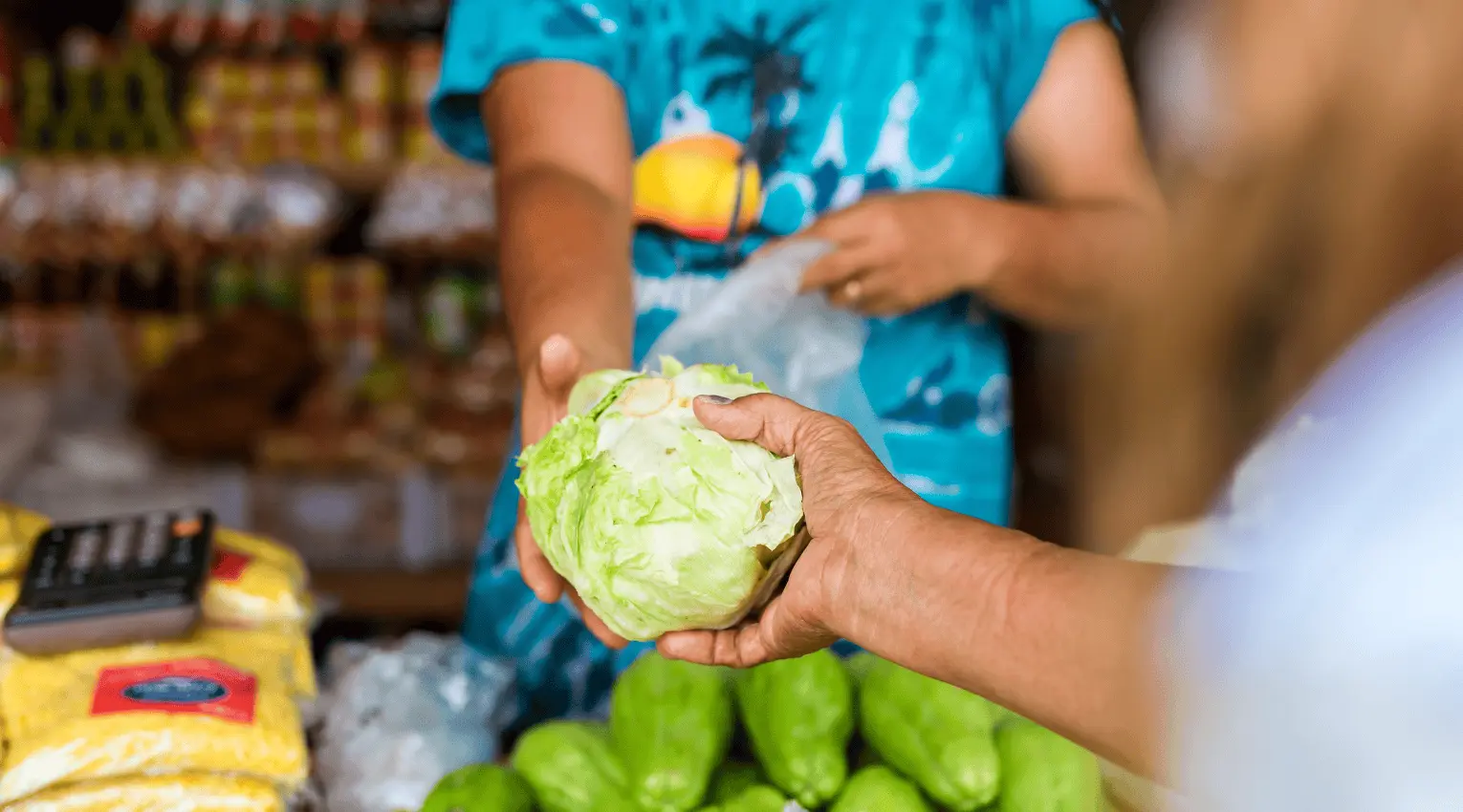 Una persona compra una lechuga. La imagen se utiliza para representar la inflación.