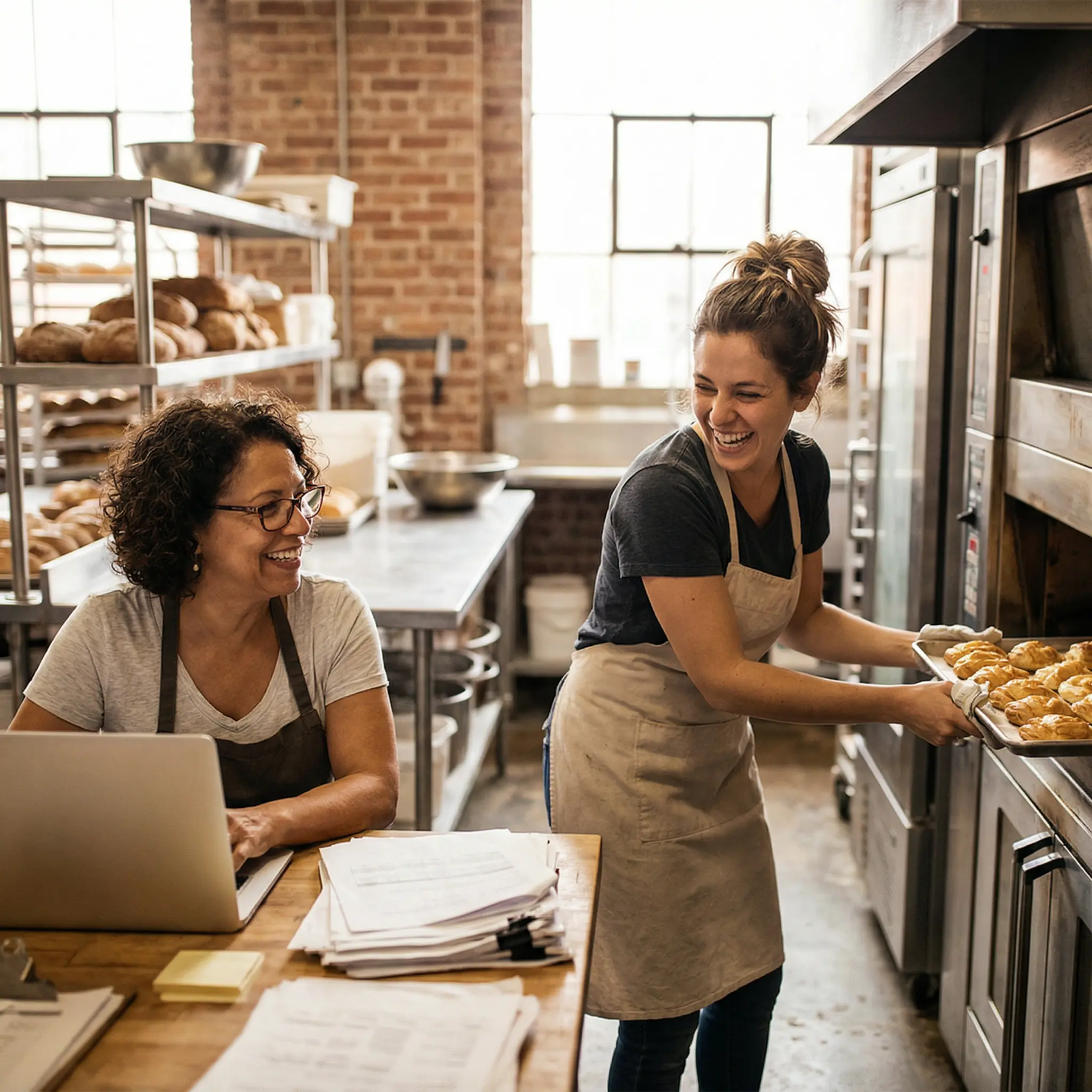 About-Centier-Bank.png Two women in aprons working in rustic bakery
