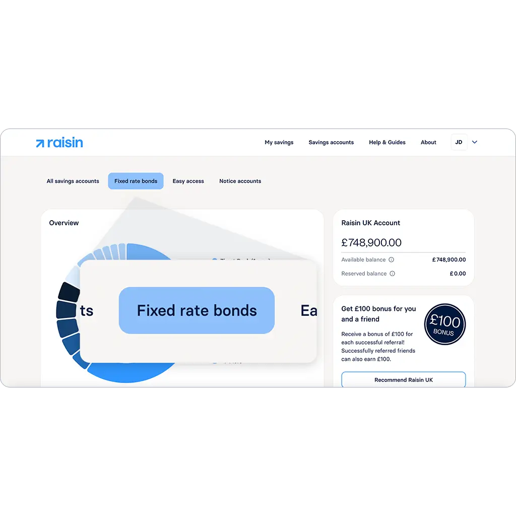 raisin_uk_fixed_rate_bonds_dashboard.png The Raisin UK dashboard with 'Fixed rate bonds' highlighted