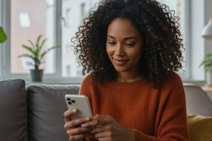 Un femme utilisant son smartphone