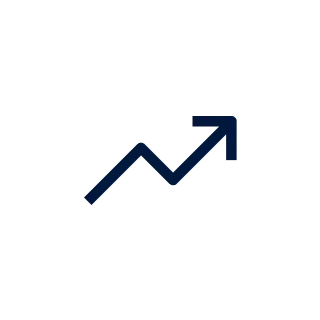 Navy blue chevron pointing up and to the right in clean line style