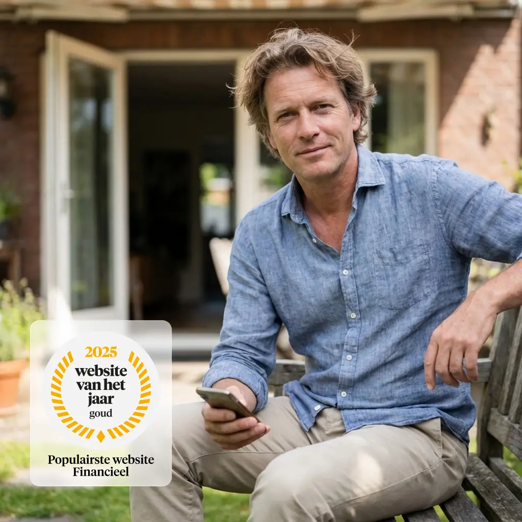 A man looking at the phone happily