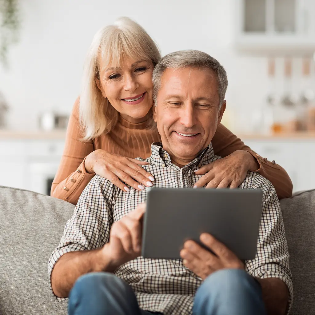 couple looking at table