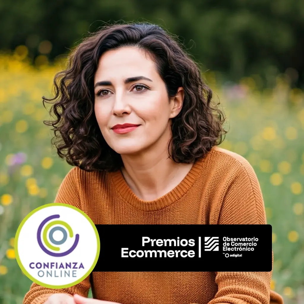 Mujer en un jardín.