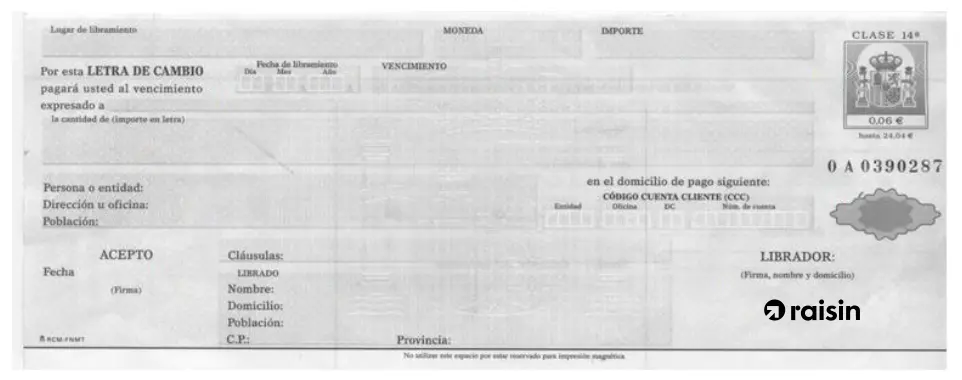 Raisin ES-letra de cambio.png Letra de cambio.