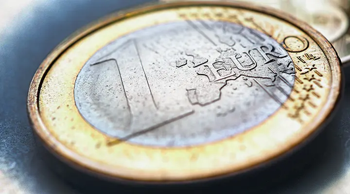 Un euro y fondo gris.