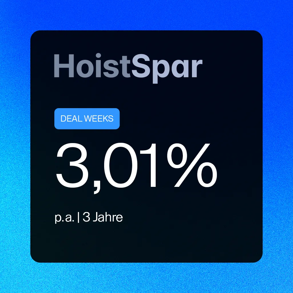 Woche 4 der Raisin Deal Week 2025: 3,01 % p. a. für 3 Jahre Festgeld bei der HoistSpar